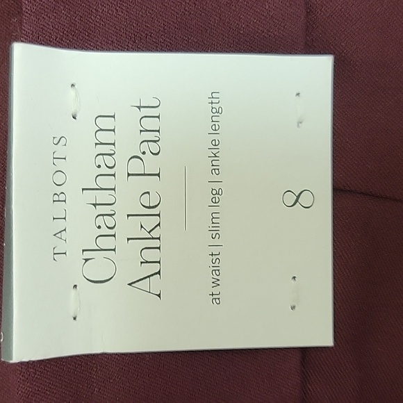 Talbots burgundy Chatham ankle pants women's sz 8 new with tags - Picture 6 of 8